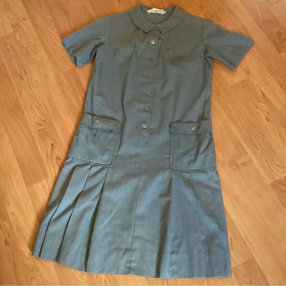 Vintage Hob Nobber Cotton Button Front Short Sleeve Day Dress - Picture 1 of 13